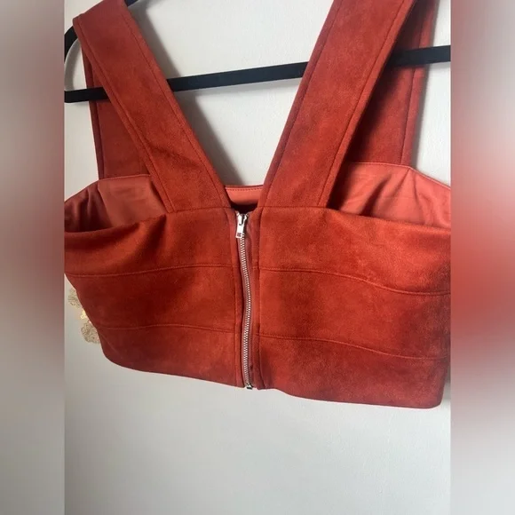 Altar’d State Suede Rustic Red Orange Cropped Top Large NWT - Picture 2 of 8